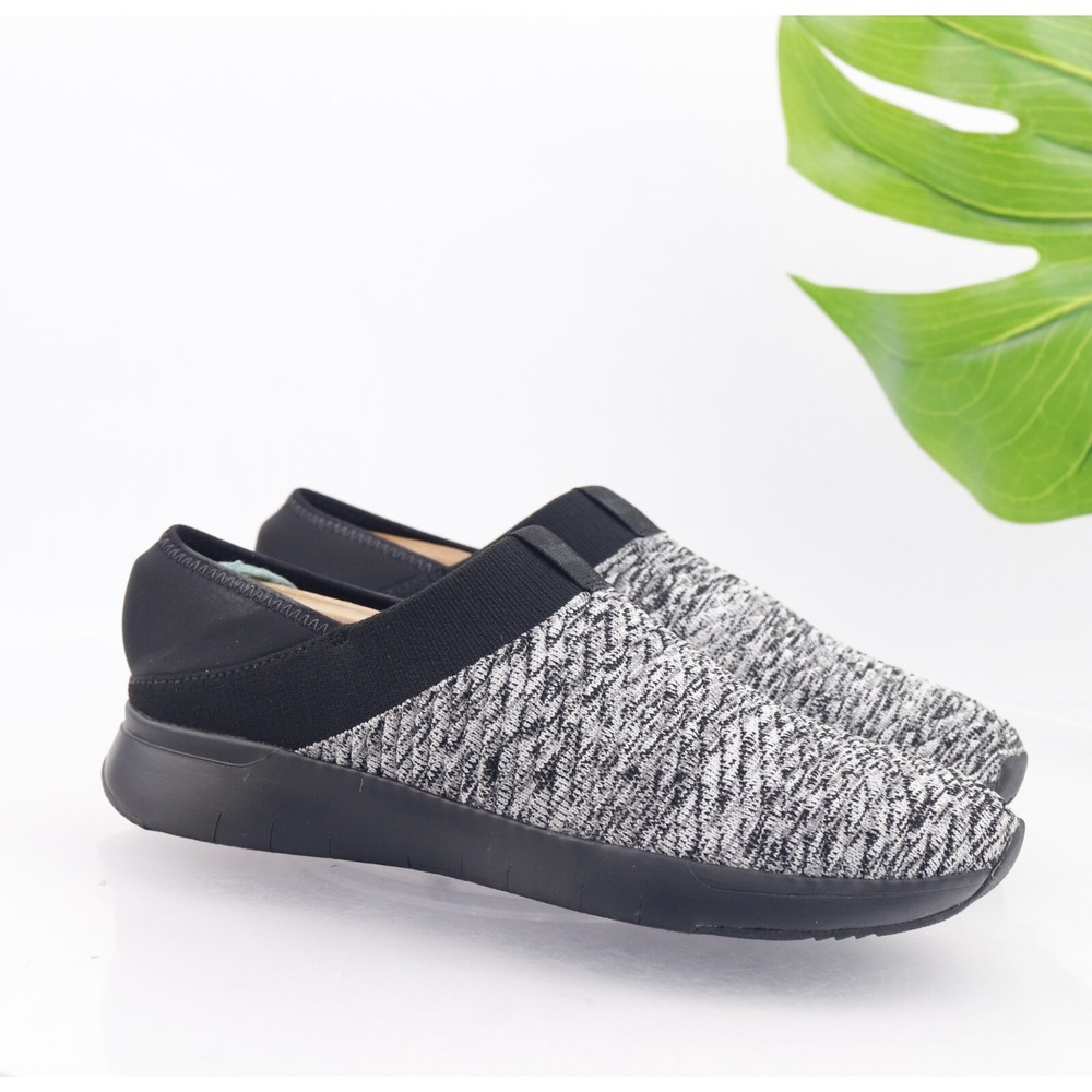 FitFlop Shoes Womens Artknit Slip On Sneakers Size 6.5 Gray Black Knit Comfort